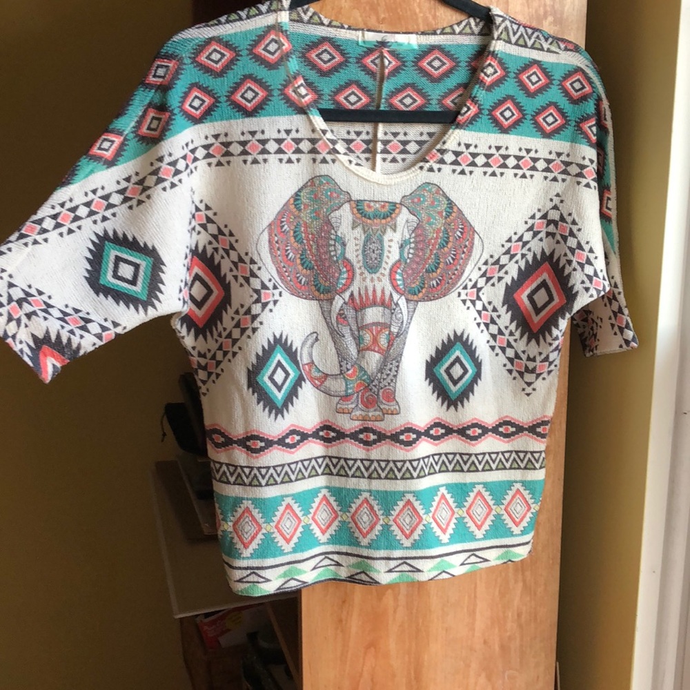 Gaze elephant boho half sleeve shirt